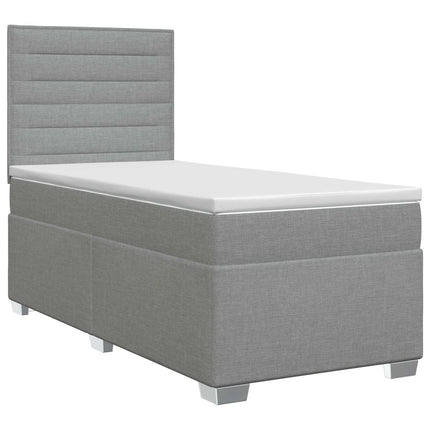 Boxmadras med topmadras Lysegrå 100 x 200 cm Stof