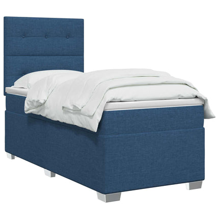 Boxmadras med topmadras Blå 100 x 200 cm Stof