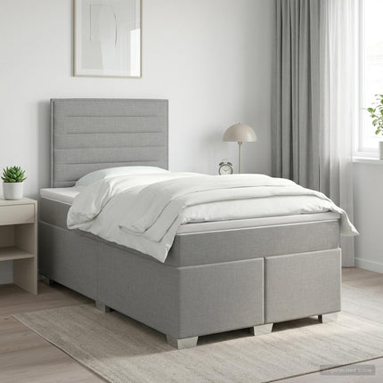 Boxmadras med topmadras Lysegrå 120 x 190 cm Stof