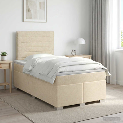 Boxmadras med topmadras Mørk Brun 120 x 200 cm Stof