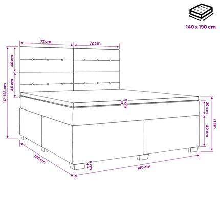 Boxmadras med topmadras Mørkegrå 140 x 190 cm Stof