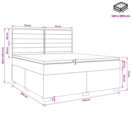 Boxmadras med topmadras Mørk Brun 140 x 200 cm Stof