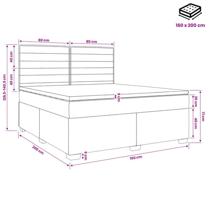 Boxmadras med topmadras Mørk Brun 160 x 200 cm Stof