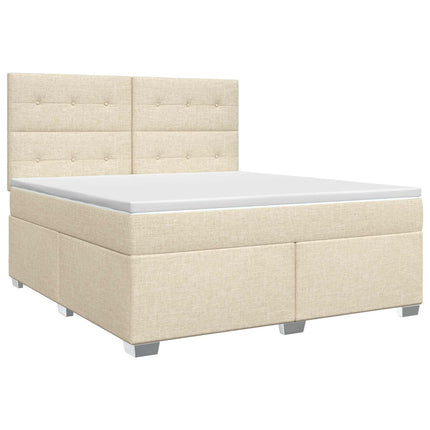 Boxmadras med topmadras Cremefarvet 160 x 200 cm Stof