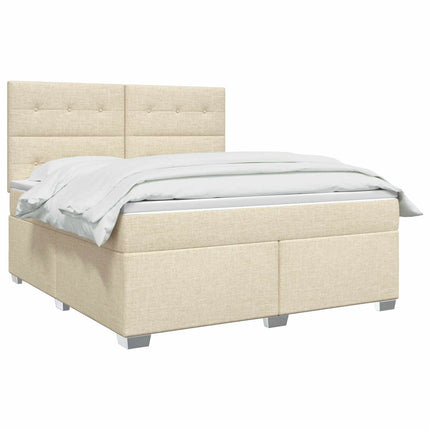 Boxmadras med topmadras Cremefarvet 160 x 200 cm Stof