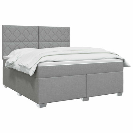 Boxmadras med topmadras Lysegrå 160 x 200 cm Stof