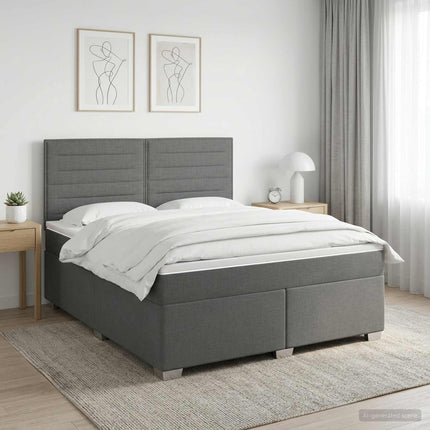 Boxmadras med topmadras Mørkegrå 140 x 190 cm Stof