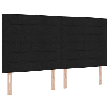 Boxmadras med topmadras med hovedgærde Sort 180 x 200 cm Stof
