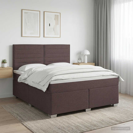 Boxmadras med topmadras Mørk Brun 140 x 190 cm Stof