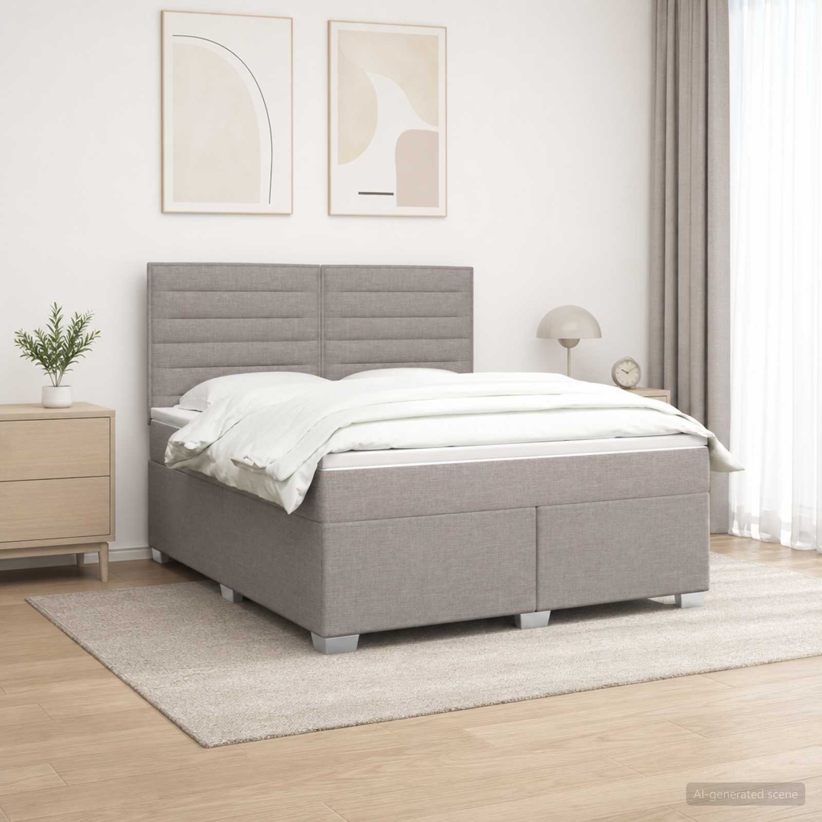 Boxmadras med topmadras Grbrun 140 x 190 cm Stof