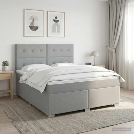 Boxmadras med topmadras Lysegrå 160 x 200 cm Stof