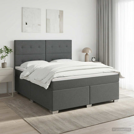 Boxmadras med topmadras Mørkegrå 160 x 200 cm Stof