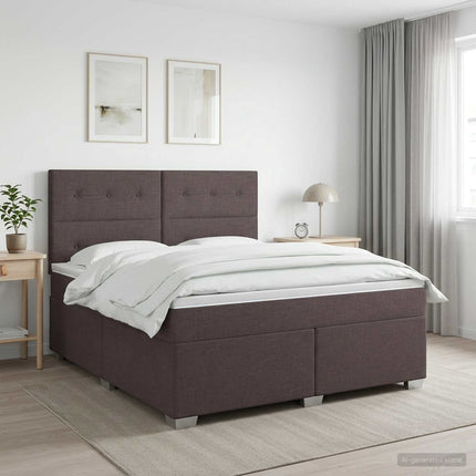 Boxmadras med topmadras Mørk Brun 160 x 200 cm Stof