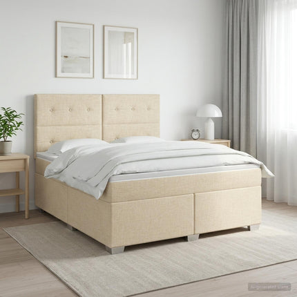 Boxmadras med topmadras Cremefarvet 160 x 200 cm Stof