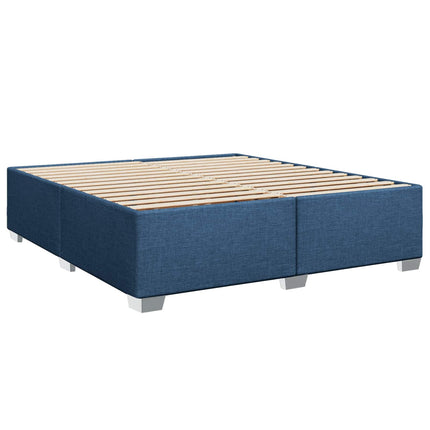 Boxmadras med topmadras med hovedgærde Blå 180 x 200 cm Stof