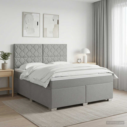 Boxmadras med topmadras Lysegrå 160 x 200 cm Stof