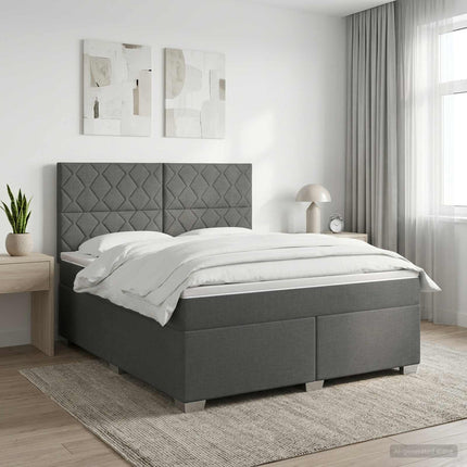 Boxmadras med topmadras Mørkegrå 140 x 200 cm Stof