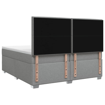 Boxmadras med topmadras Lysegrå 200 x 200 cm Stof