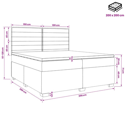 Boxmadras med topmadras Mørkegrå 200 x 200 cm Stof