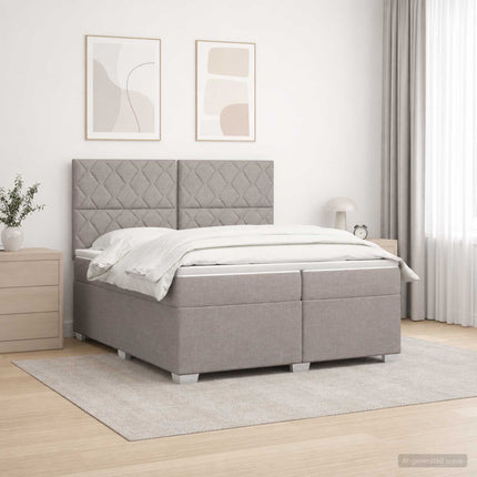 Boxmadras med topmadras Gråbrun 200 x 200 cm Stof