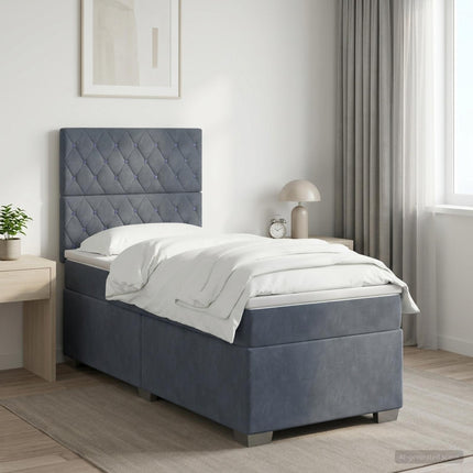 Boxmadras med topmadras Mørkegrå 100 x 200 cm Fløjl