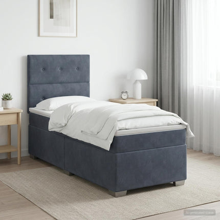 Boxmadras med topmadras Mørkegrå 90 x 190 cm Fløjl