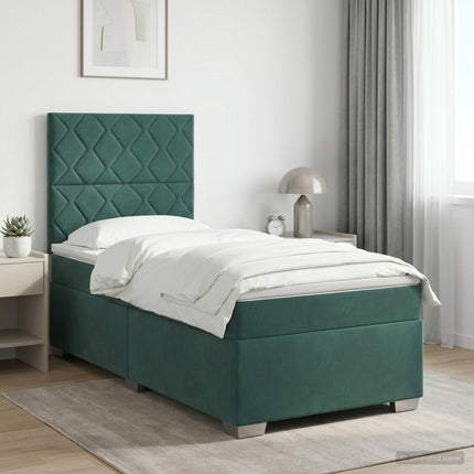 Boxmadras med topmadras Mørkegrøn 100 x 200 cm Fløjl