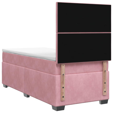 Boxmadras med topmadras Lyserød 90 x 190 cm Fløjl