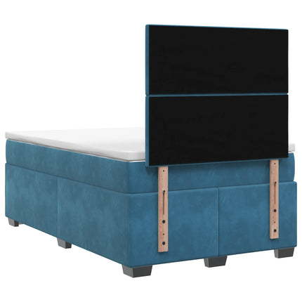 Boxmadras med topmadras med hovedgærde Blå 120 x 190 cm Fløjl