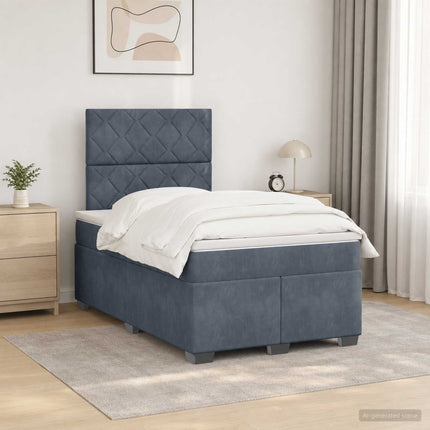 Boxmadras med topmadras Mørkegrå 120 x 190 cm Fløjl