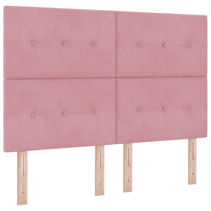 Boxmadras med topmadras Lyserød 160 x 200 cm Fløjl