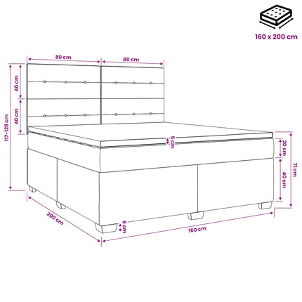 Boxmadras med topmadras Lyserød 160 x 200 cm Fløjl