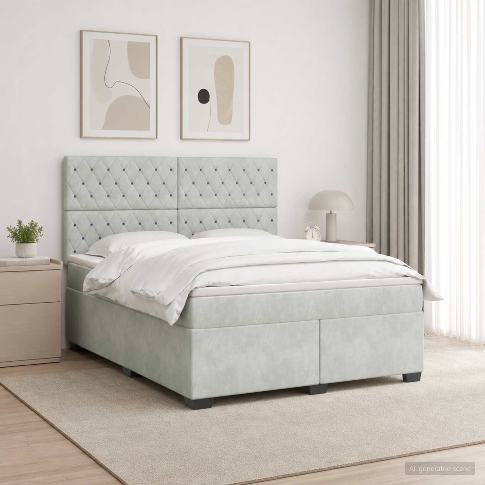 Boxmadras med topmadras Lysegr 140 x 200 cm Fljl