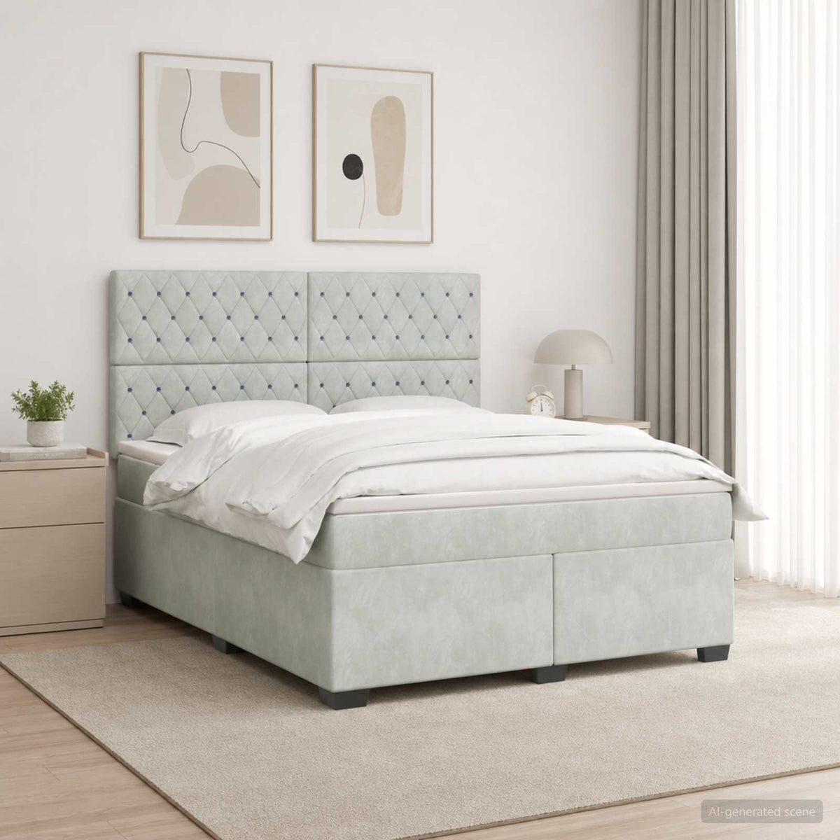 Boxmadras med topmadras Lysegr 180 x 200 cm Fljl