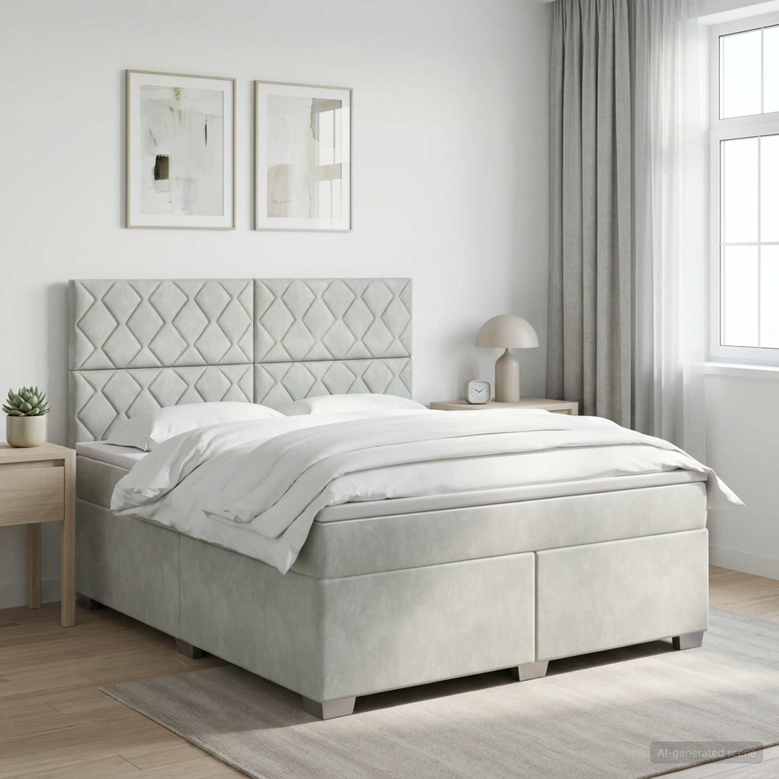 Boxmadras med topmadras Lysegr 180 x 200 cm Fljl
