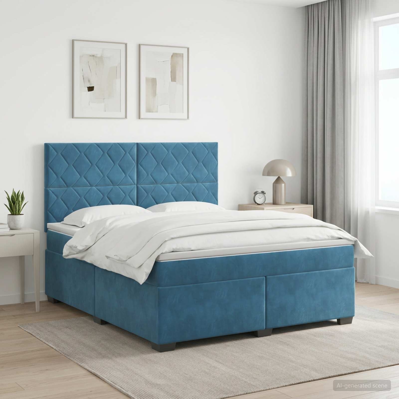 Boxmadras med topmadras med hovedgrde Bl 180 x 200 cm Fljl