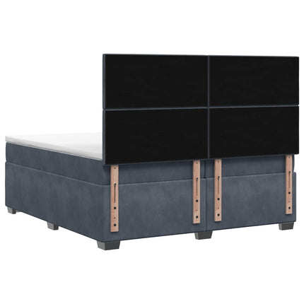 Boxmadras med topmadras Mørkegrå 200 x 200 cm Fløjl