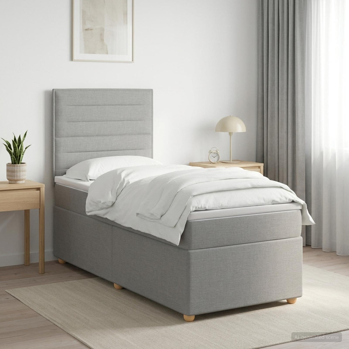 Boxmadras med topmadras Lysegr 100 x 200 cm Stof
