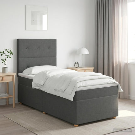 Boxmadras med topmadras Mørkegrå 90 x 190 cm Stof