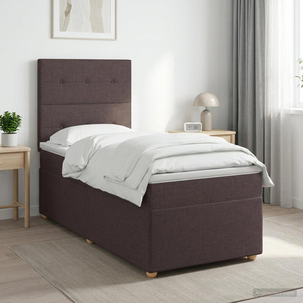 Boxmadras med topmadras Mørk Brun 90 x 200 cm Stof