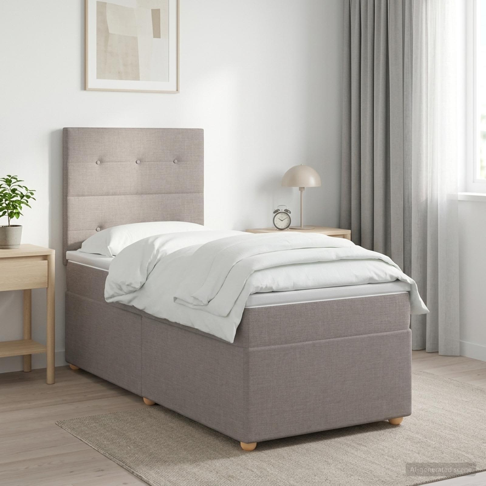 Boxmadras med topmadras Grbrun 100 x 200 cm Stof