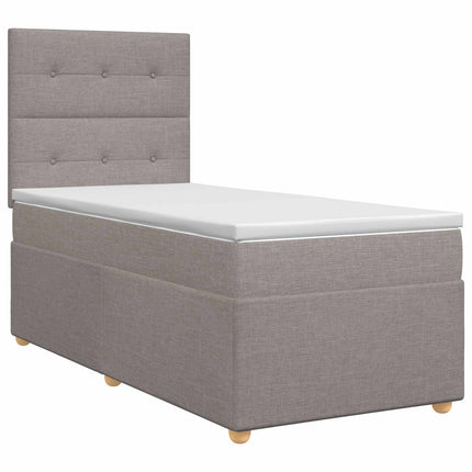 Boxmadras med topmadras med hovedgærde Gråbrun 80 x 200 cm Stof