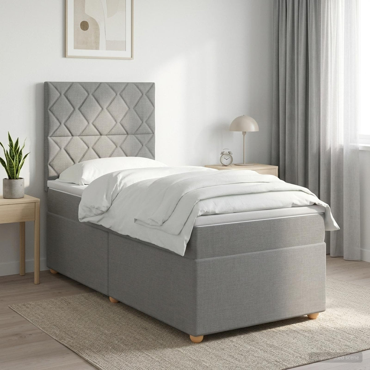 Boxmadras med topmadras Lysegr 100 x 200 cm Stof
