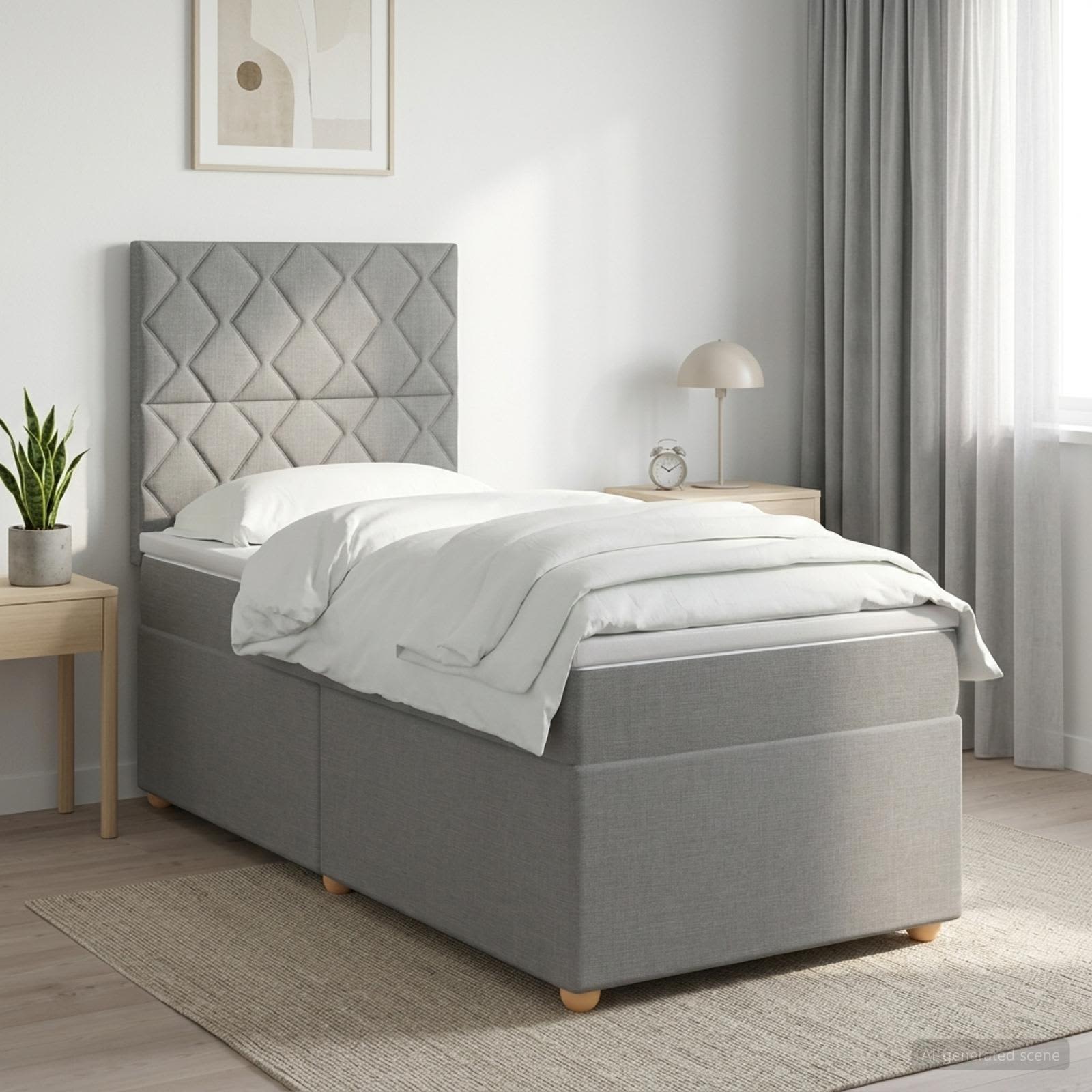 Boxmadras med topmadras Lysegr 100 x 200 cm Stof
