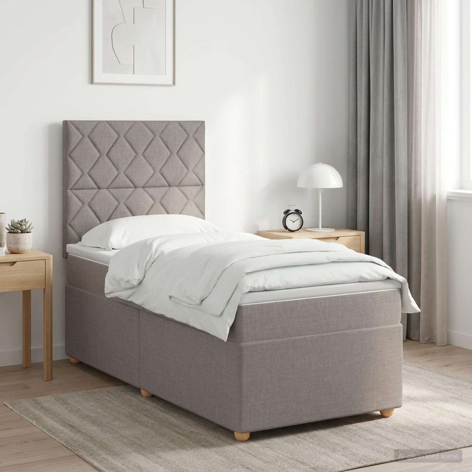 Boxmadras med topmadras Grbrun 100 x 200 cm Stof