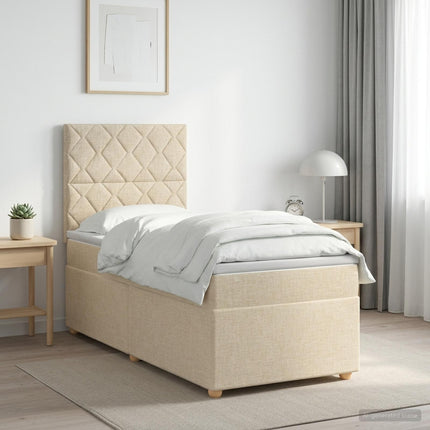 Boxmadras med topmadras Cremefarvet 80 x 200 cm Stof