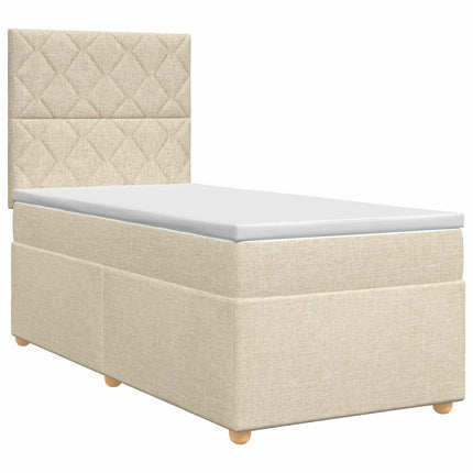 Boxmadras med topmadras Cremefarvet 80 x 200 cm Stof