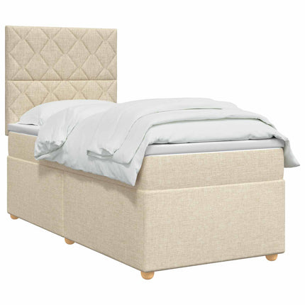 Boxmadras med topmadras Cremefarvet 80 x 200 cm Stof