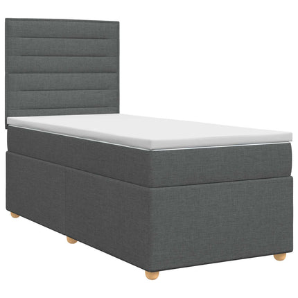 Boxmadras med topmadras Mørkegrå 90 x 190 cm Stof