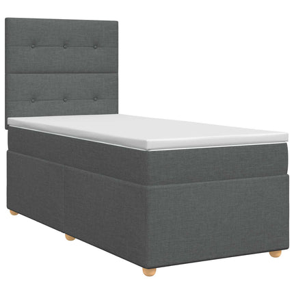 Boxmadras med topmadras Mørkegrå 90 x 190 cm Stof